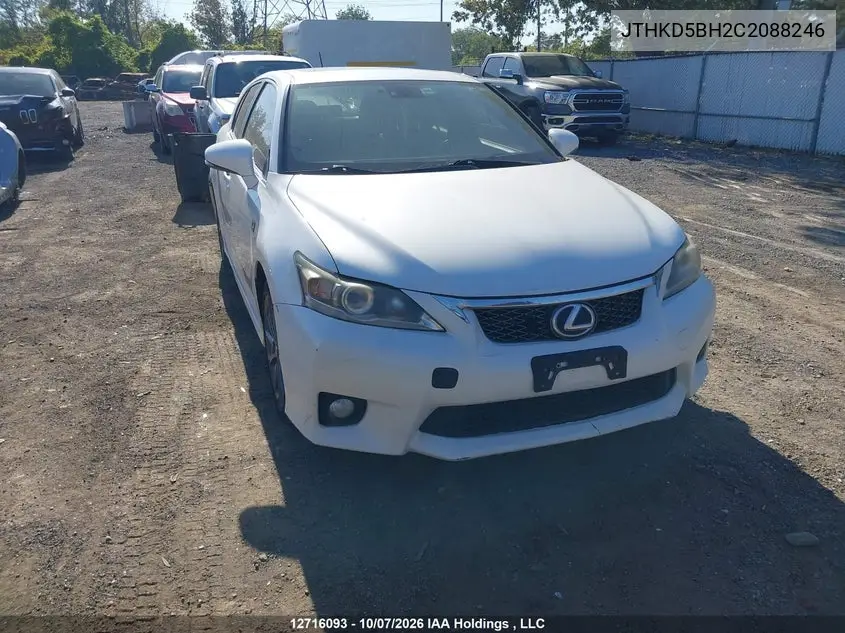 LEXUS CT 2012, VIN JTHKD5BH2C2088246