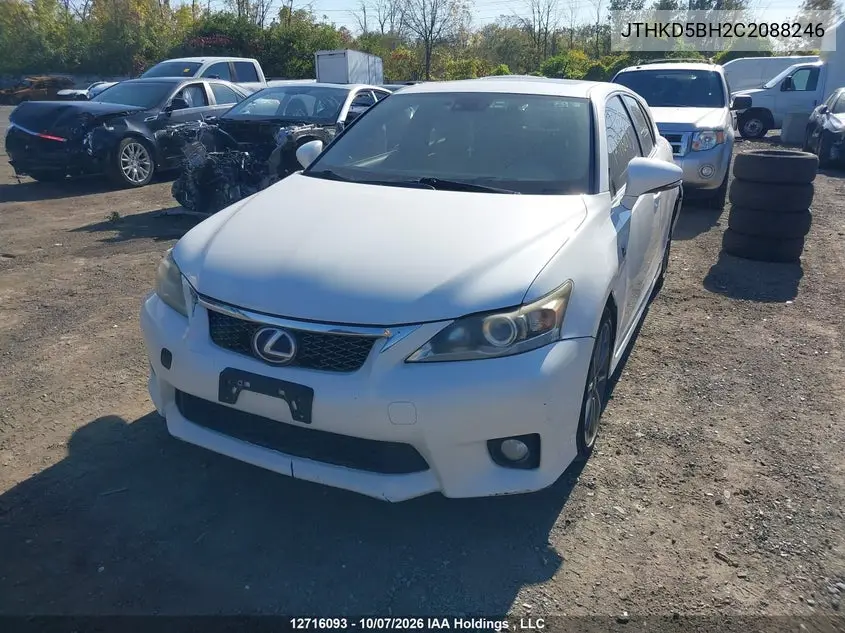 2012 LEXUS CT VIN JTHKD5BH2C2088246 — фото 2