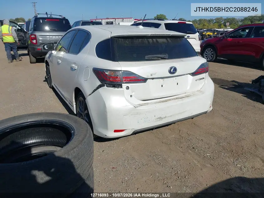 2012 LEXUS CT VIN JTHKD5BH2C2088246 — фото 3
