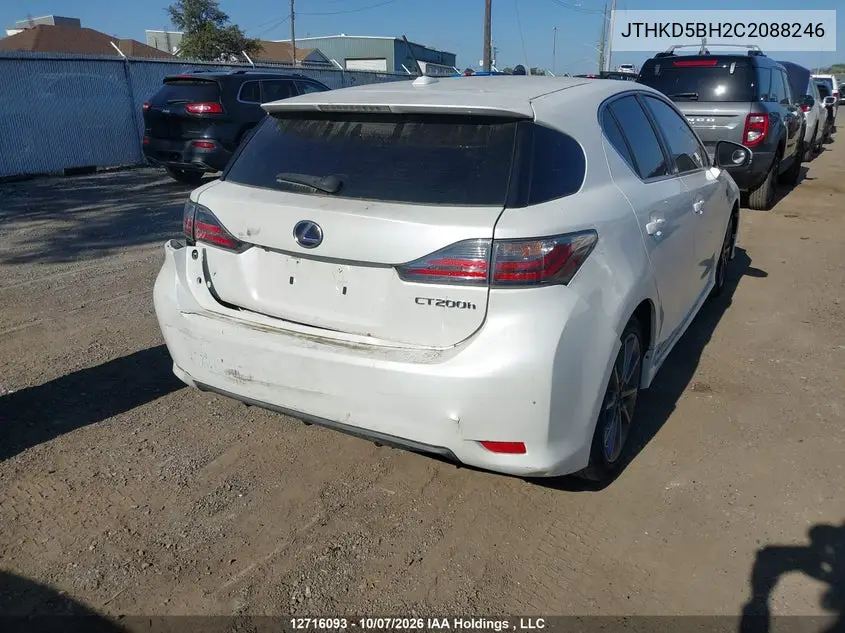 2012 LEXUS CT VIN JTHKD5BH2C2088246 — фото 4