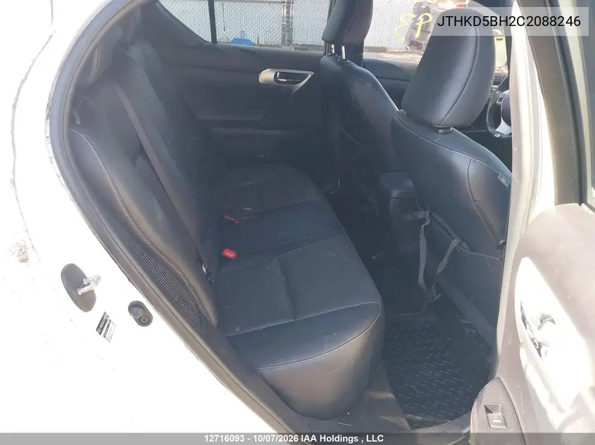 2012 LEXUS CT VIN JTHKD5BH2C2088246 — фото 8