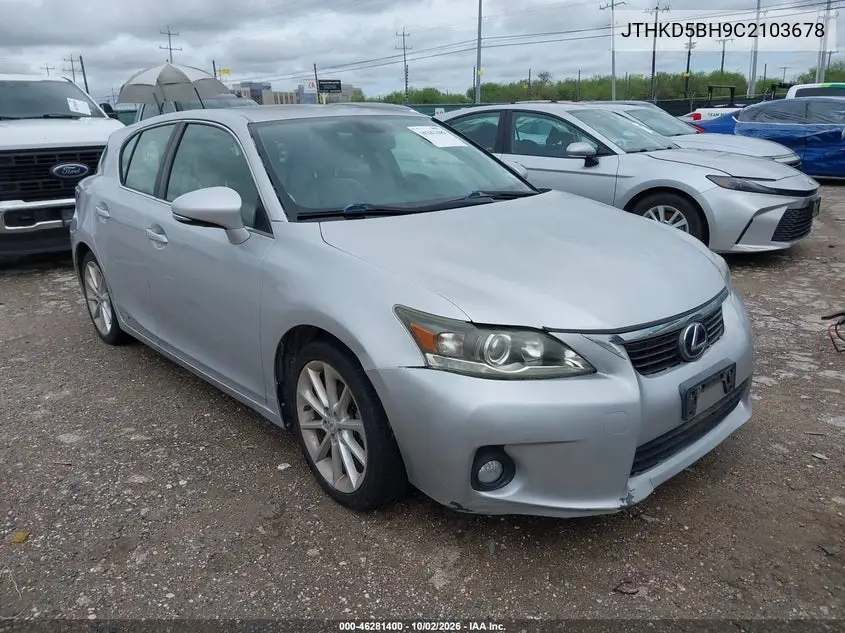 LEXUS CT 2012, VIN JTHKD5BH9C2103678