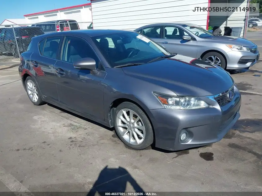 LEXUS CT 2012, VIN JTHKD5BH5C2114919