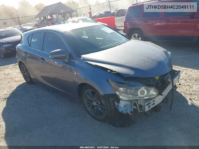 LEXUS CT 2012, VIN JTHKD5BH4C2049111