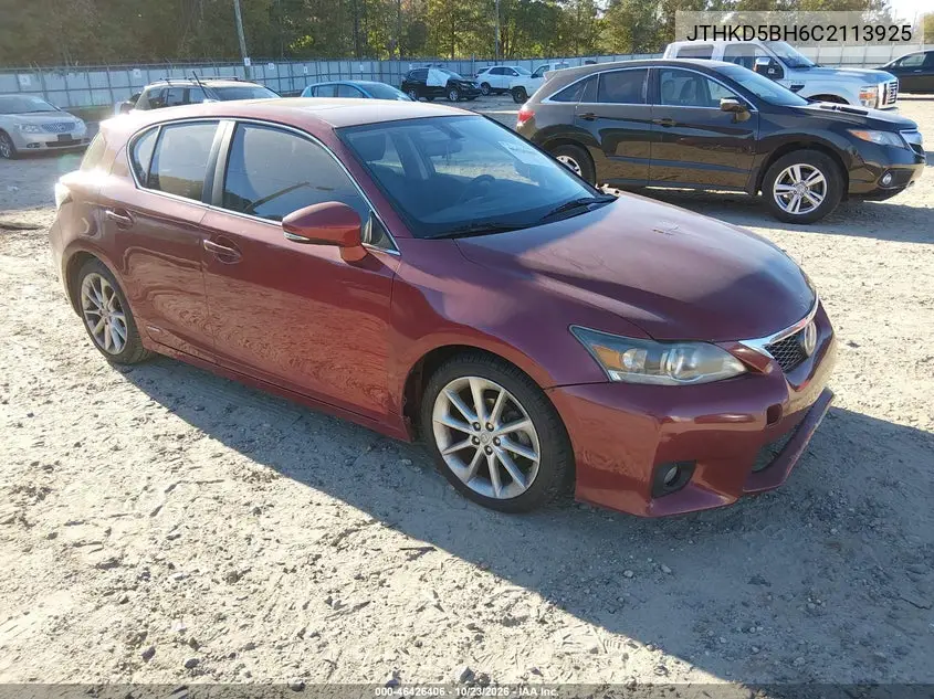 LEXUS CT 2012, VIN JTHKD5BH6C2113925