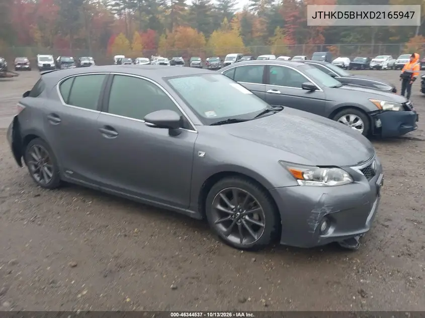 LEXUS CT 2013, VIN JTHKD5BHXD2165947