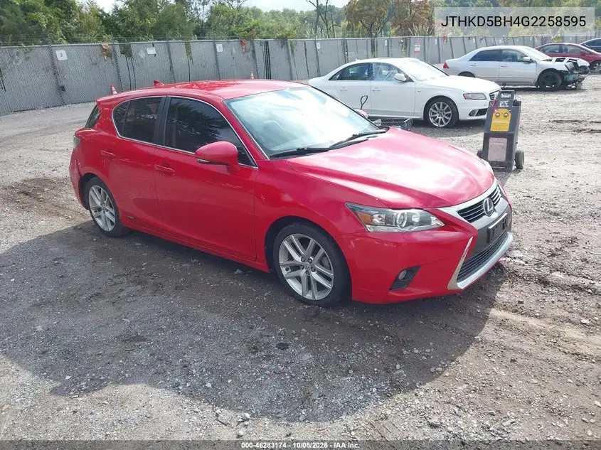LEXUS CT 2016, VIN JTHKD5BH4G2258595