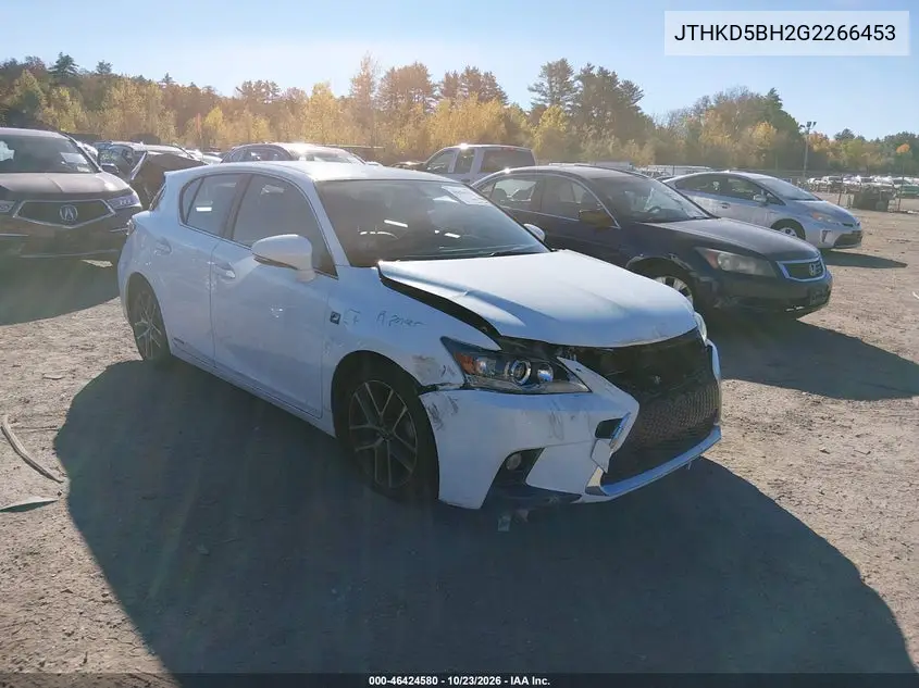 LEXUS CT 2016, VIN JTHKD5BH2G2266453