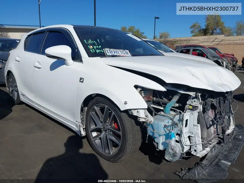 LEXUS CT 2017, VIN JTHKD5BHXH2300737