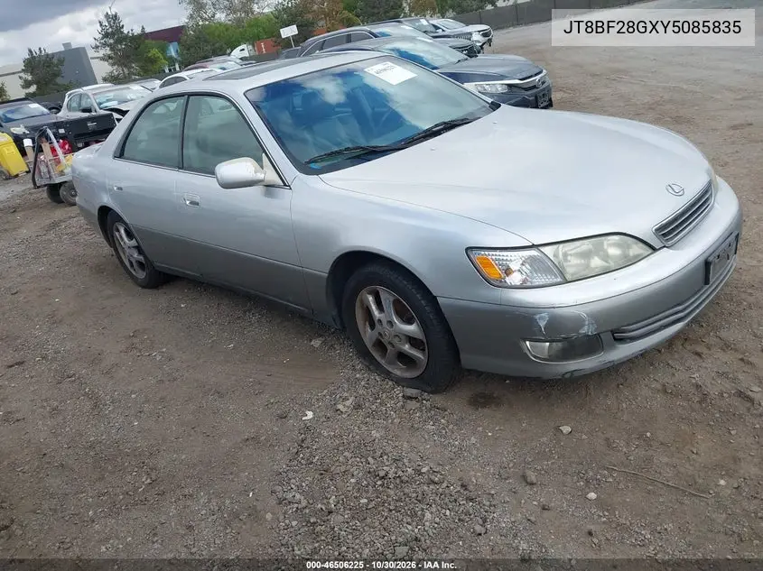 LEXUS ES 2000, VIN JT8BF28GXY5085835