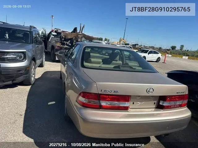 2001 LEXUS ES VIN JT8BF28G910295765 — фото 3