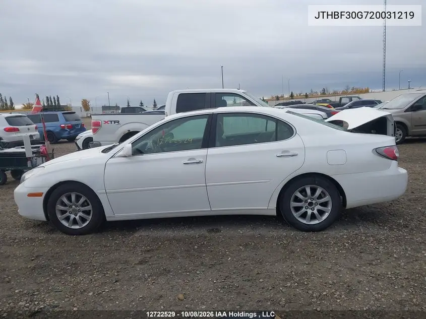 2002 LEXUS ES VIN JTHBF30G720031219 — фото 14