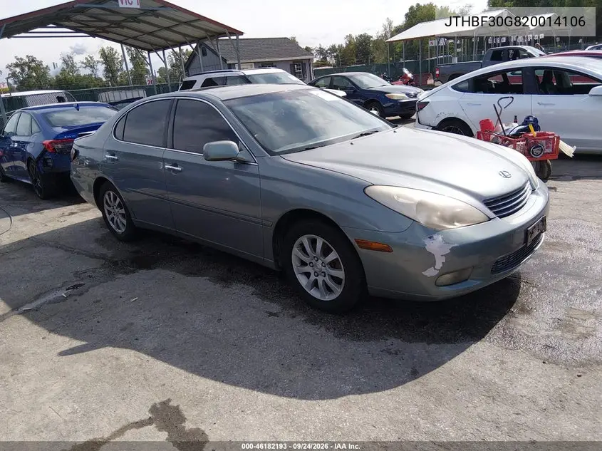 LEXUS ES 2002, VIN JTHBF30G820014106