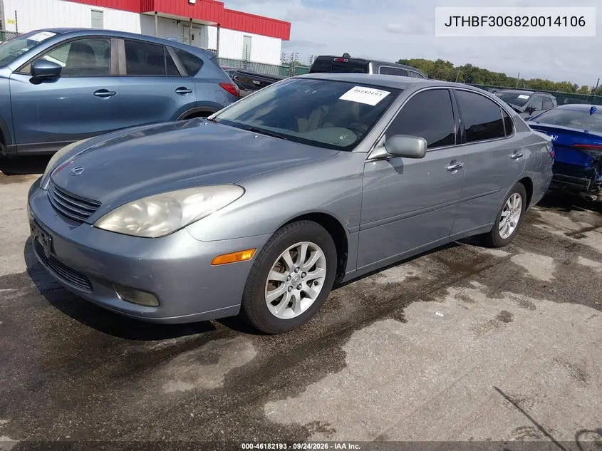 2002 LEXUS ES VIN JTHBF30G820014106 — фото 2