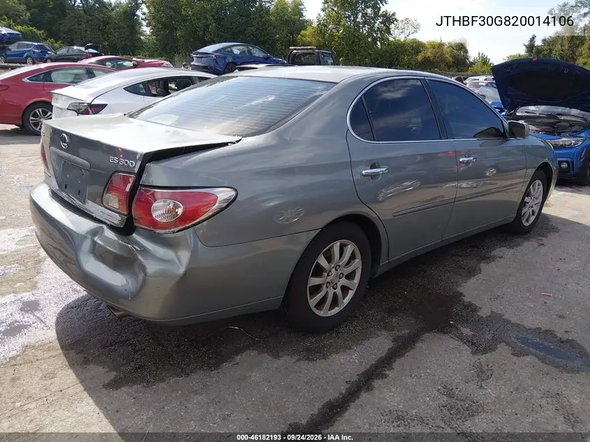 2002 LEXUS ES VIN JTHBF30G820014106 — фото 4