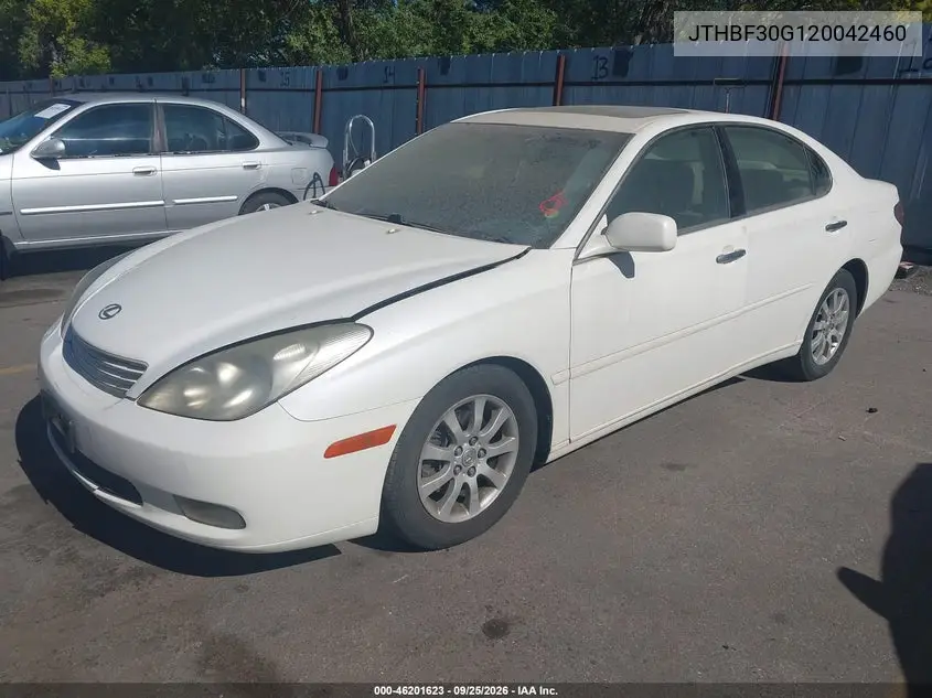 2002 LEXUS ES VIN JTHBF30G120042460 — фото 2