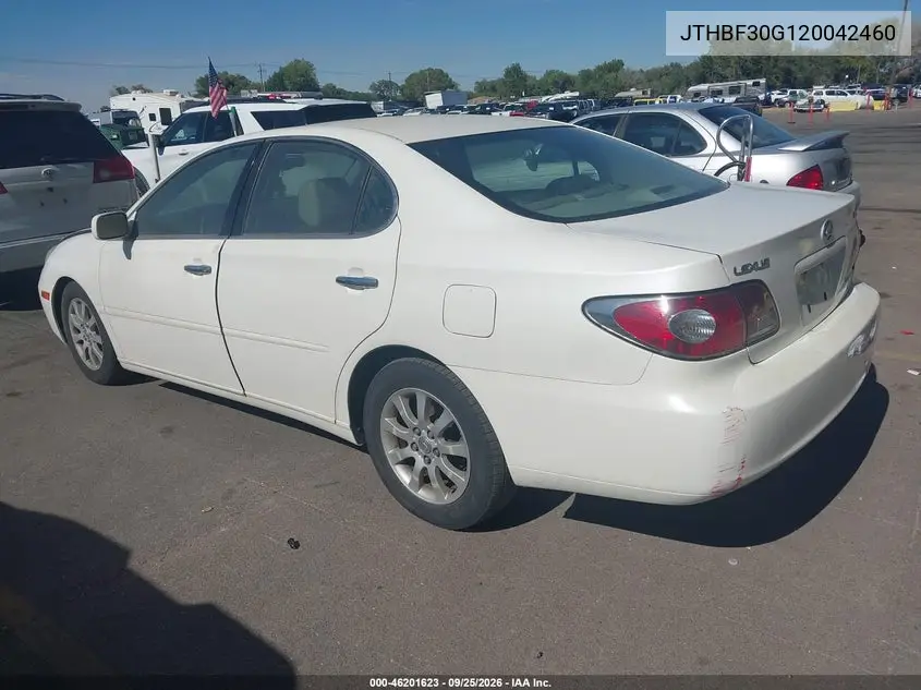 2002 LEXUS ES VIN JTHBF30G120042460 — фото 3