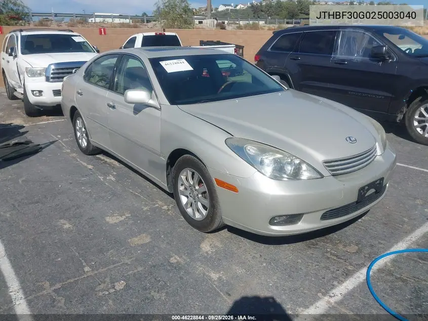 LEXUS ES 2002, VIN JTHBF30G025003040