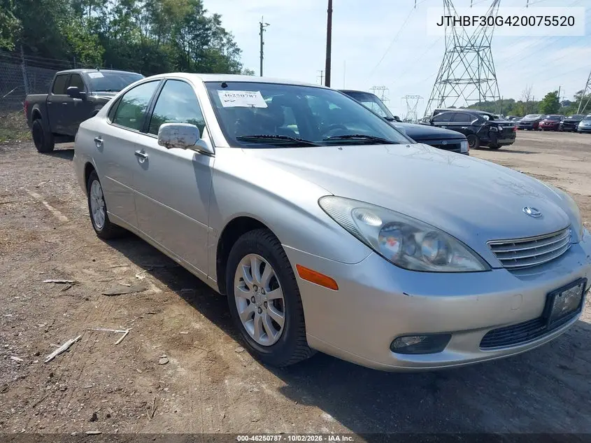 LEXUS ES 2002, VIN JTHBF30G420075520