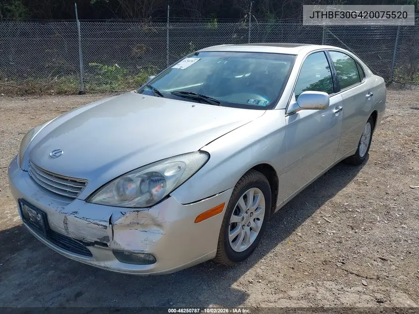 2002 LEXUS ES VIN JTHBF30G420075520 — фото 2