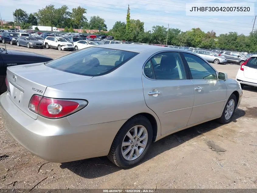 2002 LEXUS ES VIN JTHBF30G420075520 — фото 4