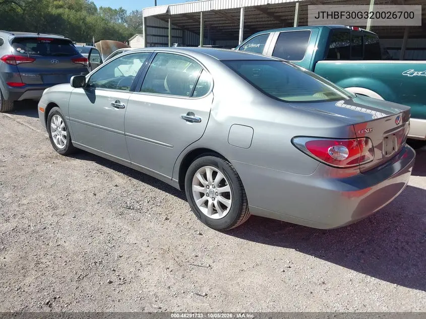 2002 LEXUS ES VIN JTHBF30G320026700 — фото 3