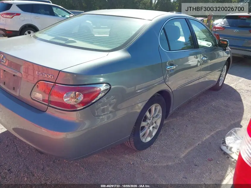 2002 LEXUS ES VIN JTHBF30G320026700 — фото 4