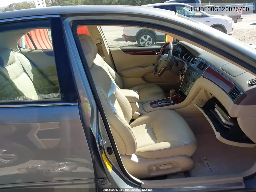 2002 LEXUS ES VIN JTHBF30G320026700 — фото 5
