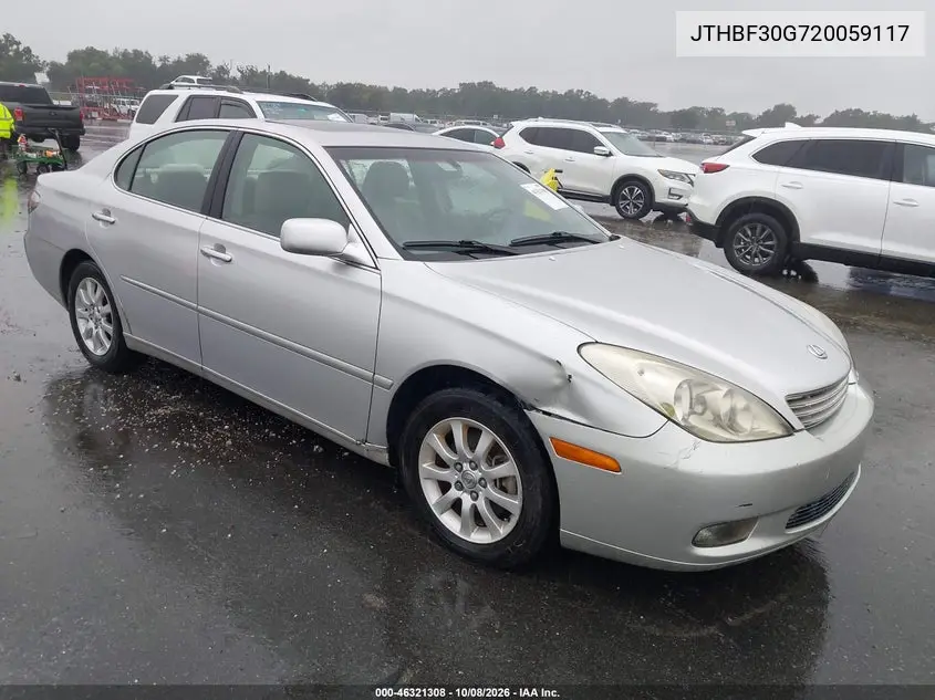 LEXUS ES 2002, VIN JTHBF30G720059117