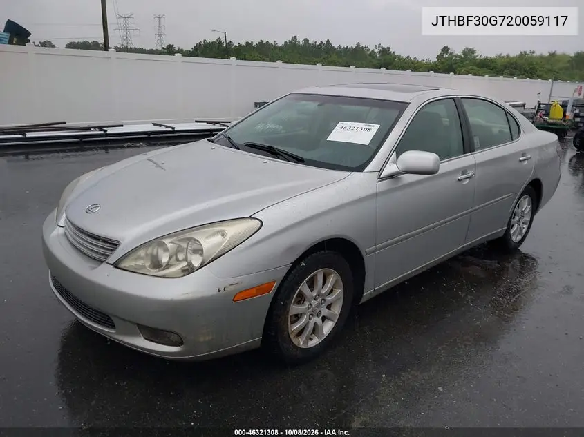 2002 LEXUS ES VIN JTHBF30G720059117 — фото 2