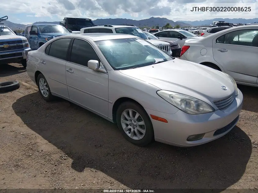 LEXUS ES 2002, VIN JTHBF30G220008625