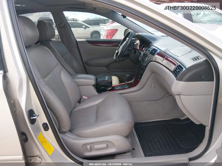 2002 LEXUS ES VIN JTHBF30G220008625 — фото 5