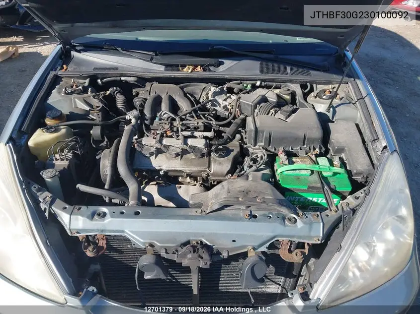 2003 LEXUS ES VIN JTHBF30G230100092 — фото 11