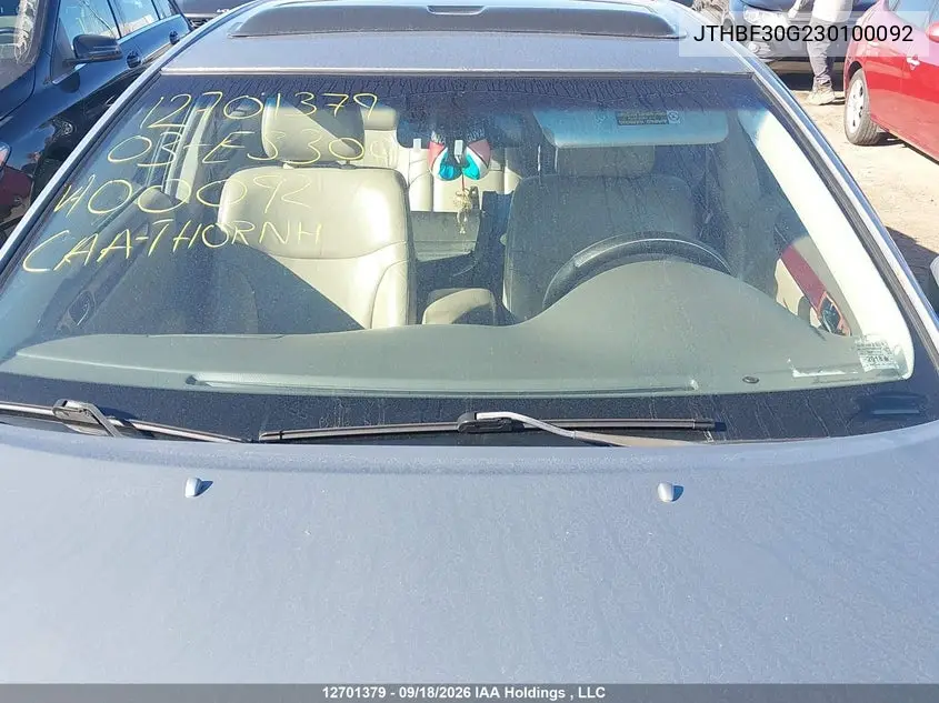 2003 LEXUS ES VIN JTHBF30G230100092 — фото 18