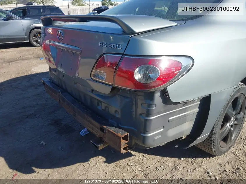 2003 LEXUS ES VIN JTHBF30G230100092 — фото 21