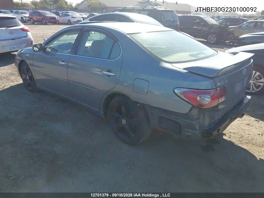 2003 LEXUS ES VIN JTHBF30G230100092 — фото 4