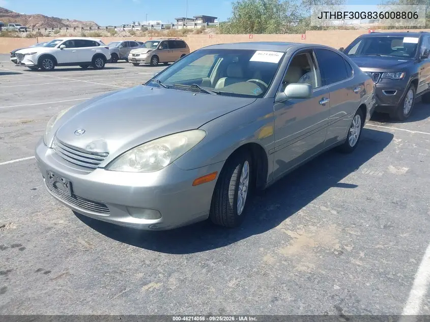 2003 LEXUS ES VIN JTHBF30G836008806 — фото 2