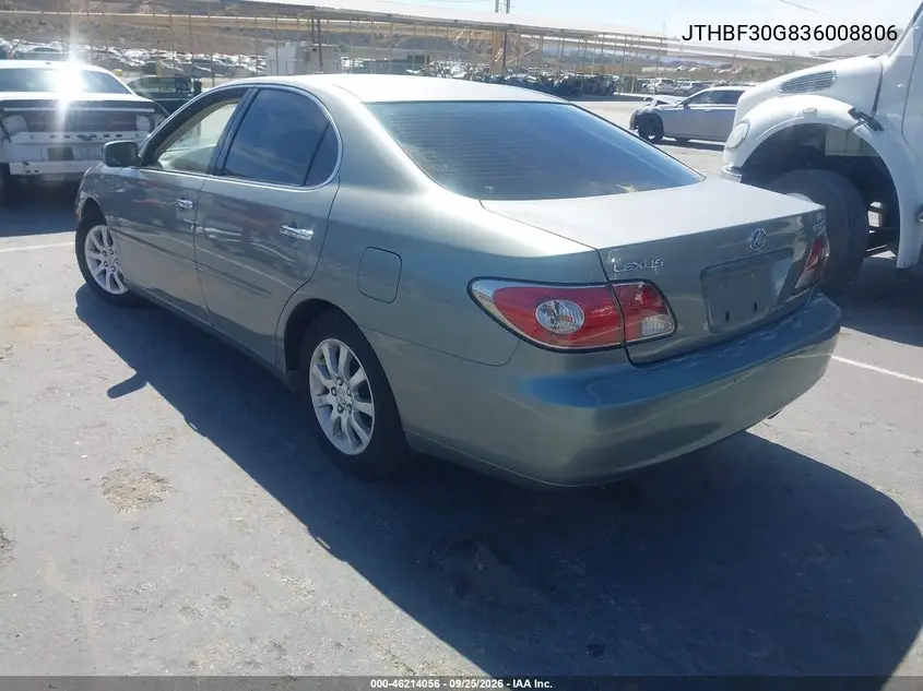 2003 LEXUS ES VIN JTHBF30G836008806 — фото 3