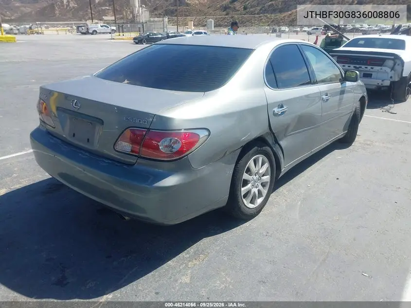 2003 LEXUS ES VIN JTHBF30G836008806 — фото 4