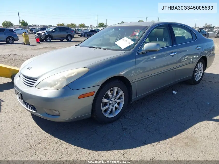 2004 LEXUS ES VIN JTHBA30G345005639 — фото 2