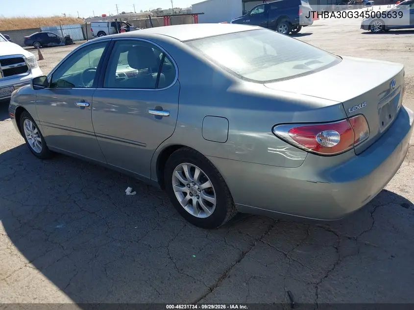 2004 LEXUS ES VIN JTHBA30G345005639 — фото 3