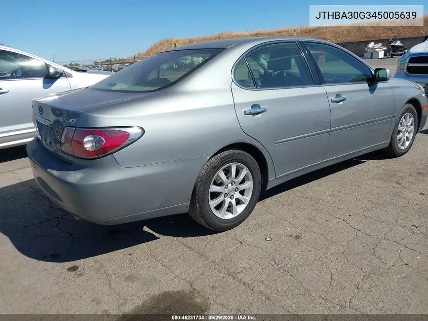2004 LEXUS ES VIN JTHBA30G345005639 — фото 4