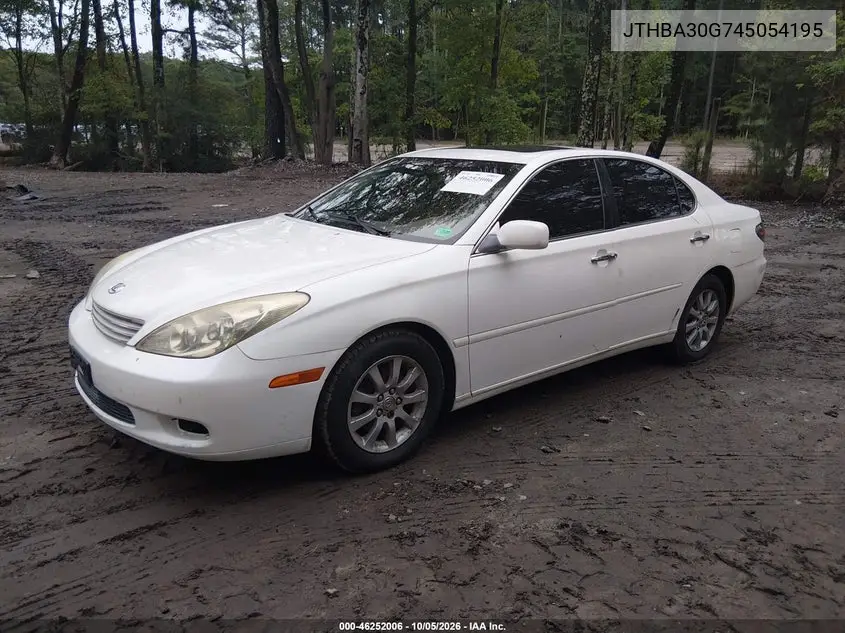 2004 LEXUS ES VIN JTHBA30G745054195 — фото 2