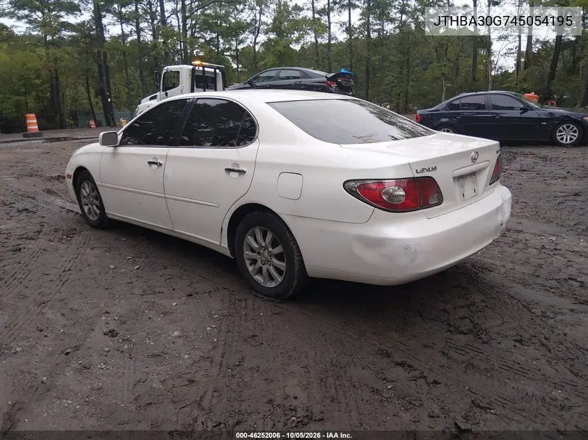 2004 LEXUS ES VIN JTHBA30G745054195 — фото 3