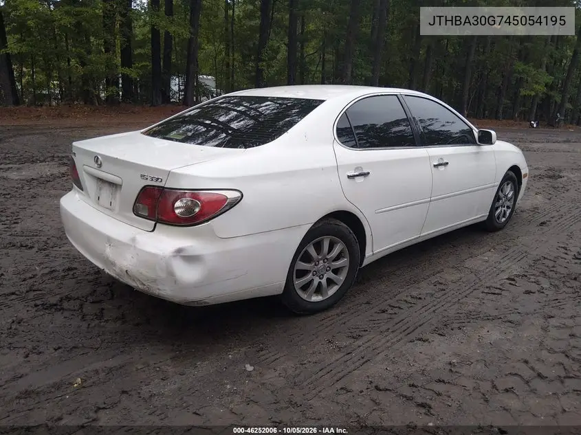 2004 LEXUS ES VIN JTHBA30G745054195 — фото 4