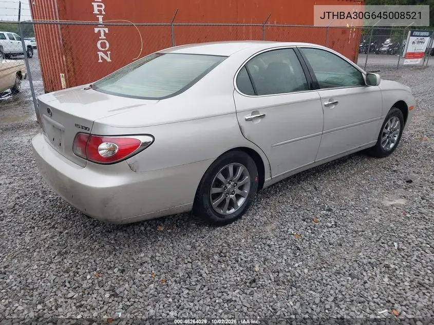 2004 LEXUS ES VIN JTHBA30G645008521 — фото 4