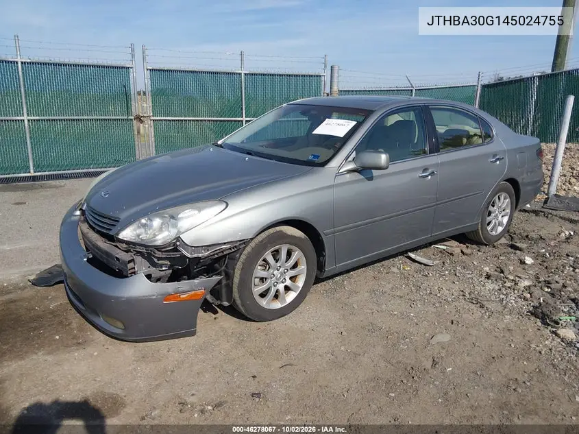 2004 LEXUS ES VIN JTHBA30G145024755 — фото 2