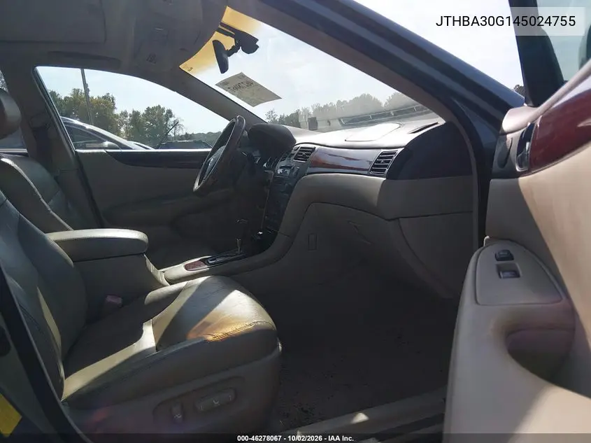 2004 LEXUS ES VIN JTHBA30G145024755 — фото 5