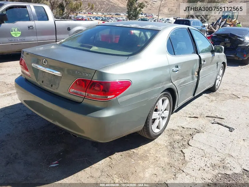 2005 LEXUS ES VIN JTHBA30G755112565 — фото 4
