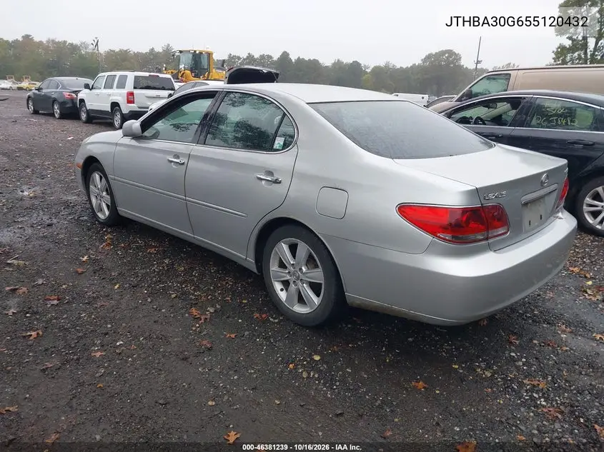 2005 LEXUS ES VIN JTHBA30G655120432 — фото 3